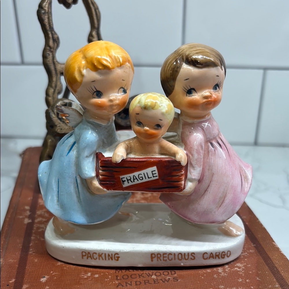 Charming Angelic Figurines vintage “Packing Precious Cargo” RARE !